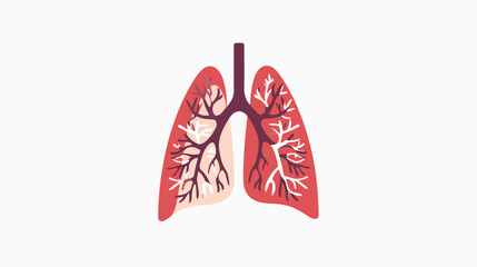 Healthy lungs inside on white background flat vector isolated