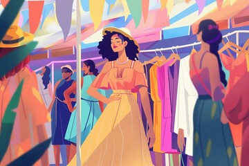 LGBTQ Entrepreneur at a Vibrant Clothing Boutique