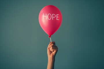 Hand Holding Hope Balloon on Serene Background