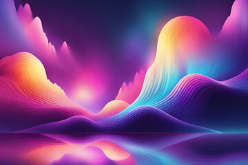 Psychedelic abstract gradients, Backgrounds full color 4k metallic modern multicolor reflection purple and silver - obrazy, fototapety, plakaty
