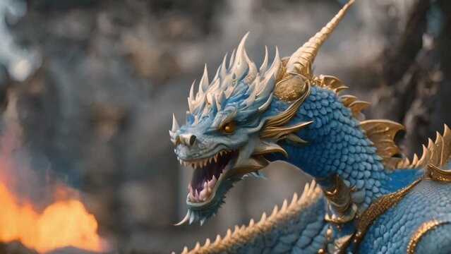 fearsome blue dragon