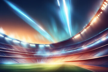 Fototapeta na wymiar motion blue light in football stadium