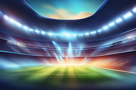 motion blue light in football stadium