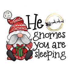 He Gnomes You Are Sleeping PNG - Christmas Gnome PNG Sublimation Print Design