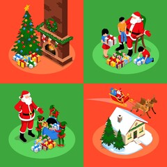 Christmas ilustrations in isometric view