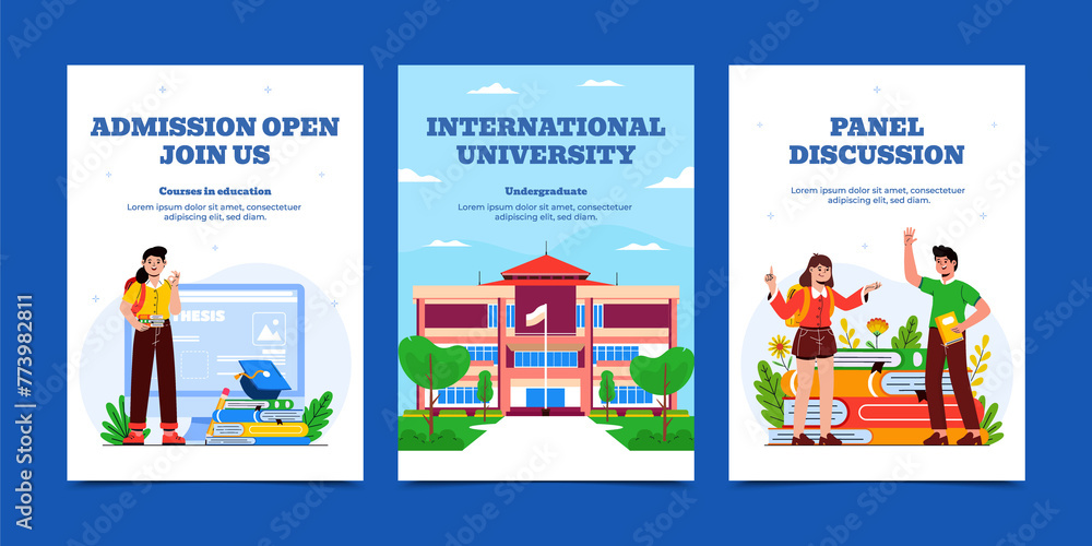 Canvas Prints hand drawn cartoon university card set