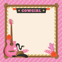 Hand drawn cowgirl background - 773982812