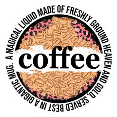 Coffee Illustration PNG Print Design 