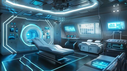 Futuristic Medical Bay With Advanced Equipment and Lighting