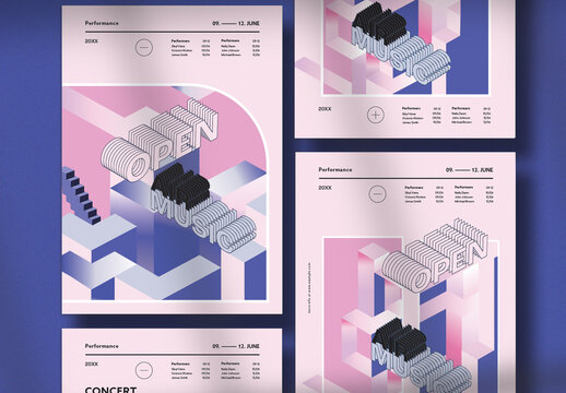 Pink & Blue Isometric Poster