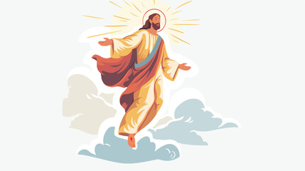 Jesus christ ascension pray line vector flat vector isolated