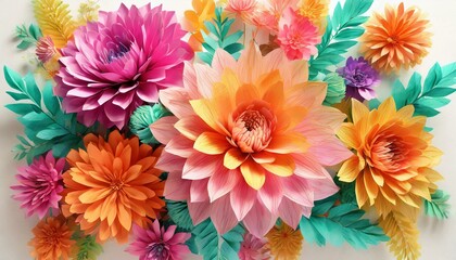 Colorful Paper Blooms: Vibrant Spring Bouquet"