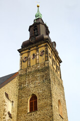 Fototapeta na wymiar St. Wolfgang church in Schneeberg, a historical mining town in the Ore Mountains, Saxony, Germany