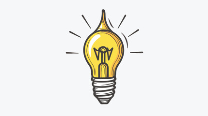 Light bulb icon idea symbol.Hand drawn vector illustra