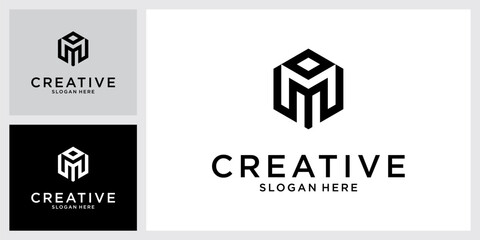 M or MM initial letter logo design vector