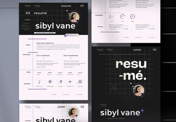 Black and White Resumé with Purple Accents