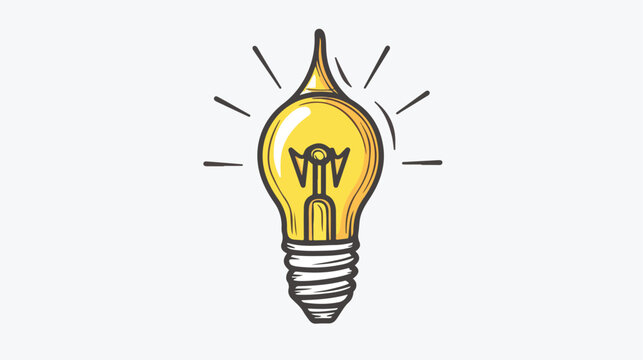 Light bulb icon idea symbol.Hand drawn vector illustra