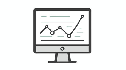 Line graph on monitor outline icon illustration can be