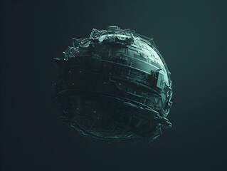 Futuristic Sci Fi Globe Representing Renewable Energy and Power in a Dark Cyber Inspired Atmosphere