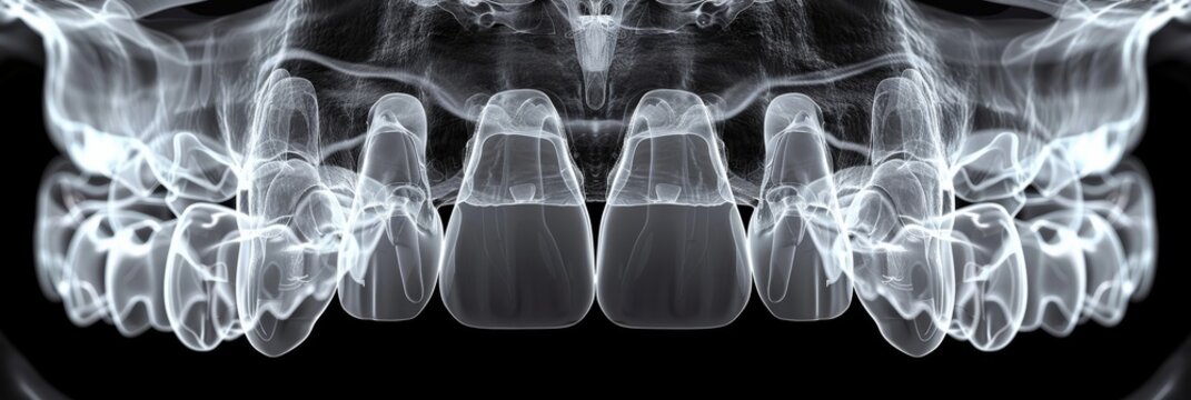 Immersive 3D facial x-ray showcases intricate mandible and maxilla features