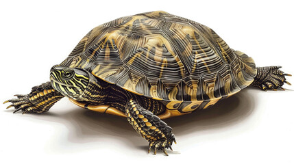 Obraz premium A single turtle is displayed on a plain white background