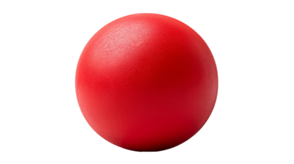 A vibrant red ball stands out against a stark white background