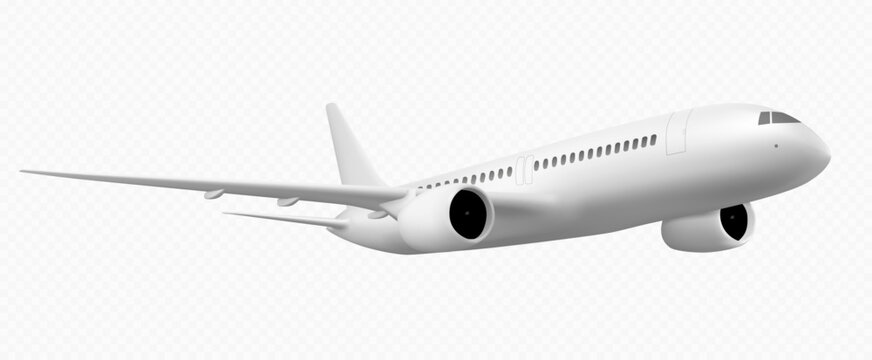 realistic blank white airplane 3D