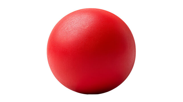 A vibrant red ball stands out against a stark white background