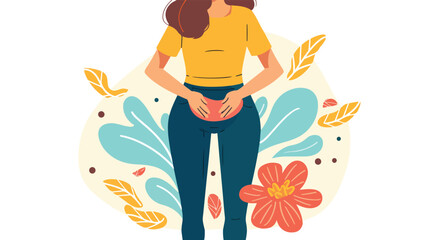 Obraz na płótnie Canvas Menstrual cramps and pain color icon. Lower abdominal