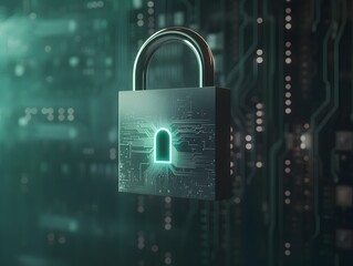 Secure Data and Digital Infrastructure Protected by Advanced Cybersecurity Measures in a Futuristic Sci Fi Backdrop