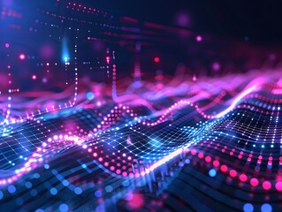 Fototapeta premium Abstract Technology Background with Vibrant Digital Waves