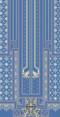 Textile Mughal Floral Motif Border Pattern.Traditional Indian Motif.Traditional Arabic motifsdigital flowers design and leaves motif.beautiful scarf print design for textile print in fabric.