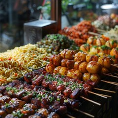 International Street Food: A collage of diverse street food from around the world, showcasing the global culinary scene and cultural diversity. 