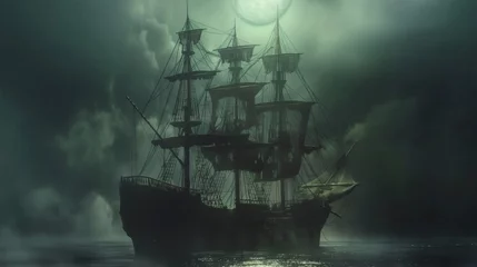  Sails of the Damned: A Haunted Ship's Ghostly Journey Across the Darkened Seas © Marko