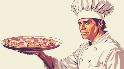 Pizza Chef a hand drawn vector illustration of a chef