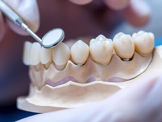 Fototapeta na wymiar A dentist sculpting composite resin for a dental filling in a cosmetic procedure