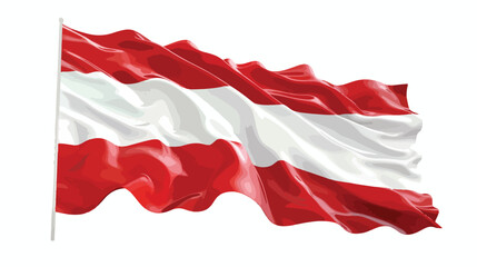 Rendering wave flag Indonesia on white background flat