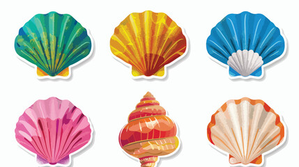 Seashell pearl vector colorful Stickers icons Design i