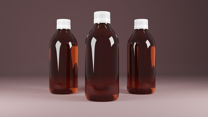 Medicine syrup bottle Realistic glossy 3d transparent mockup