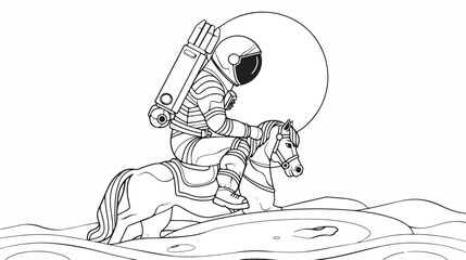 Single continuous line drawing of astronaut lifting up