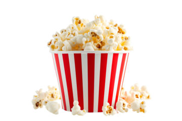 Popcorn striped bucket on white background