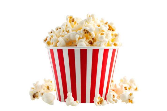 Popcorn striped bucket on white background