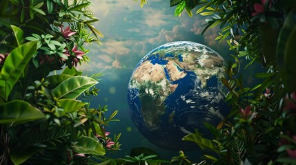 Obraz na płótnie Canvas earth globe with plant