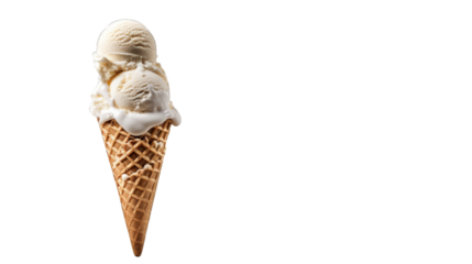 Vanilla ice cream cone . PNG file of isolated cutout object on transparent background.