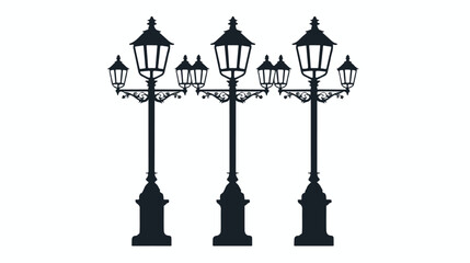 Street light silhouette. Street lamp icon. Flat illustration - obrazy, fototapety, plakaty