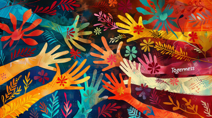 The image shows the word "Togetherness" on a single colored background, emphasizing unity and harmony.