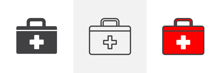 Mobile Healthcare Icon Set Featuring Ambulance, First Responder Units, and Mobile Clinics