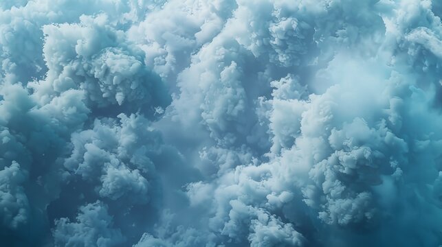 Spectacular aerial view of a dense cluster of cumulus clouds