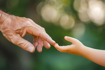 Parent and child hand reaching out to each other
