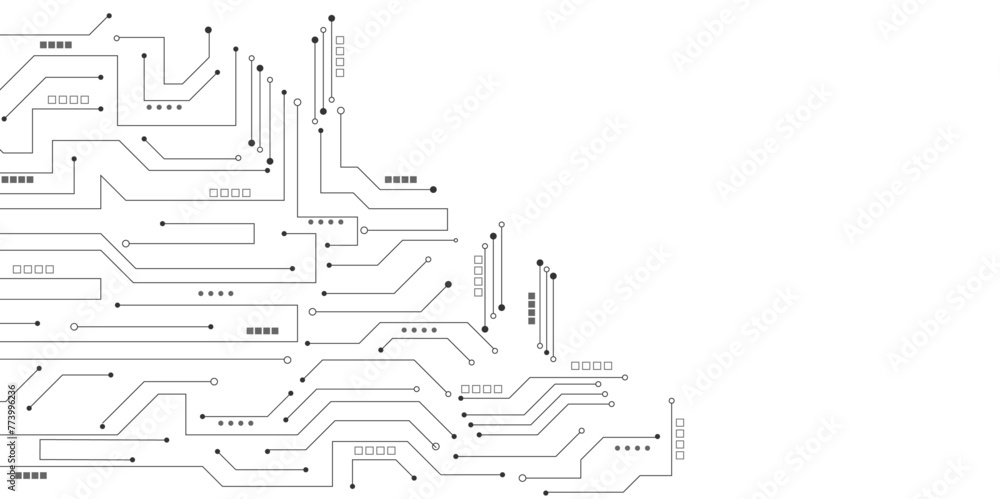 Aufkleber  Vector Technology black circuit diagram concept. Abstract technology on white background. High-tech circuit board .